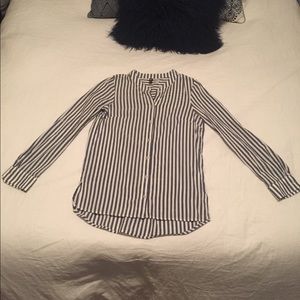 H&M navy and white striped cotton blouse